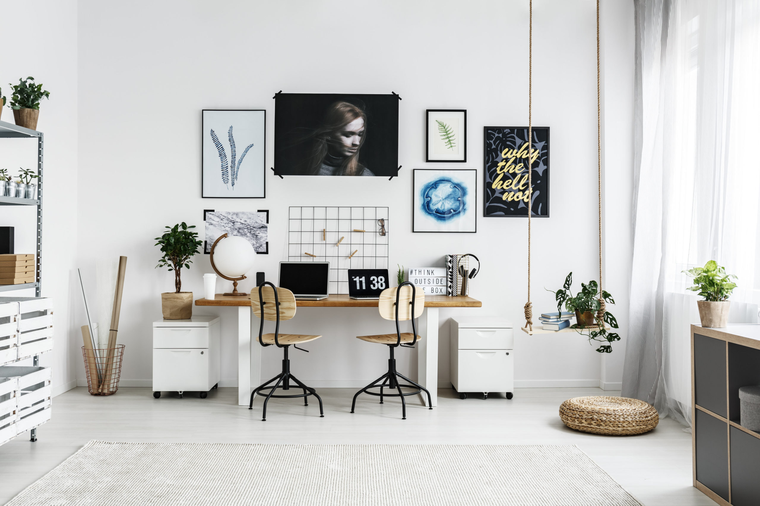 Home workplace for hipster in London